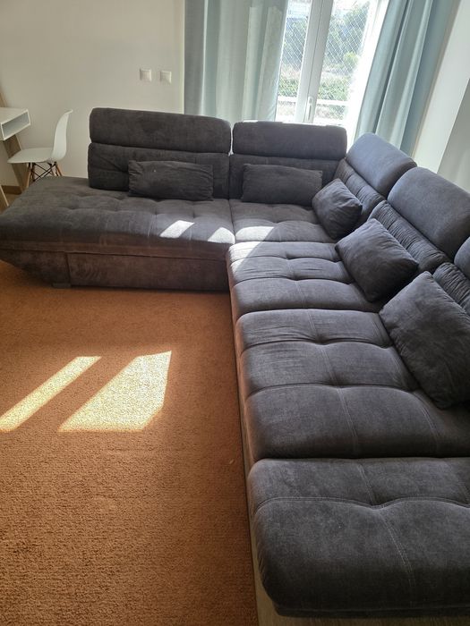 Sofá de canto com cama ETERNITY dereita 5 lugares antracite