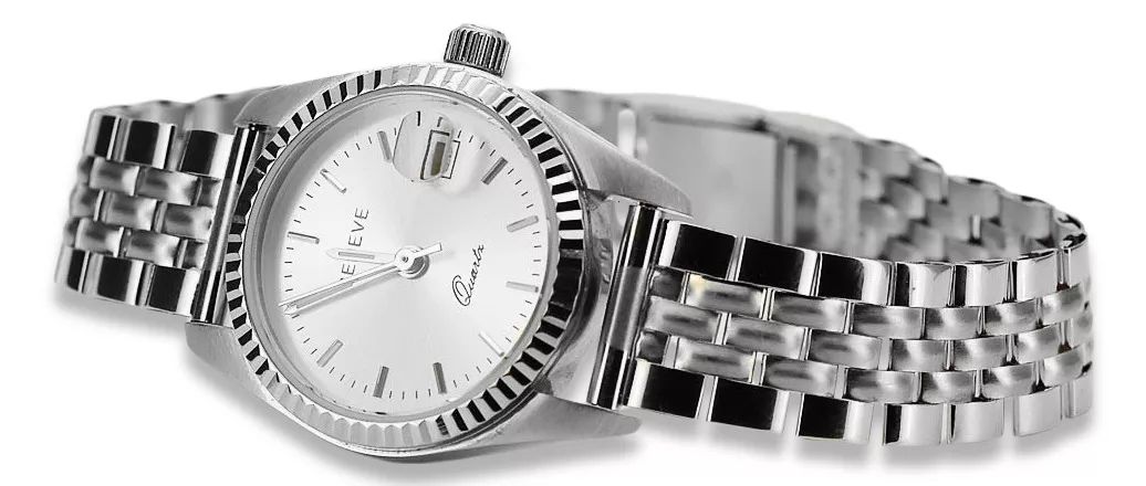 Zegarek damski z białego złota 14k perłowa tarcza lw020wds&lbw008w K