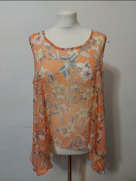 Lekka Przewiewna bluzka damska z dłuższymi bokami Peacocks 46 XXXL