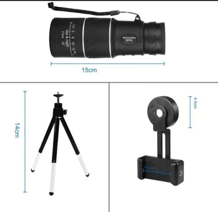 Monokular 16×52 Z Uchwytem Do Telefonu + Statyw Nowy