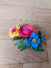 Spinka kwiatki kolorowe handmade