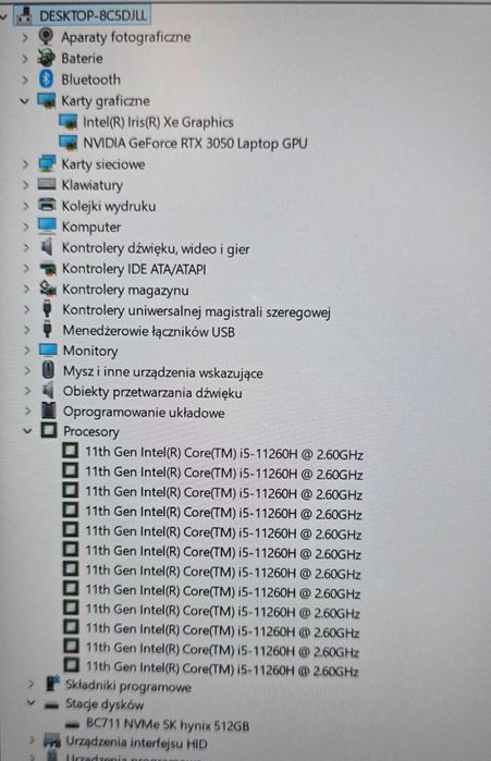 Laptop Dell G15 5511 i5 11260H 16GB DDR4 2x8GB SSD512 RTX3050 4GB