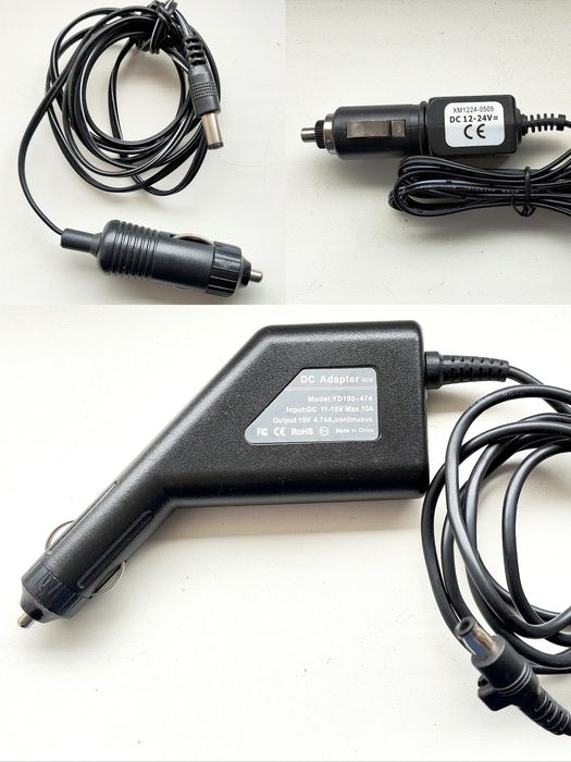 Адаптери автомобільні на 12В та 12-24В до ноутбука та інших.