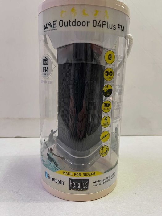 Coluna Bluetooth com rádio FM, marca Hercules DJ, 04 Plus FM