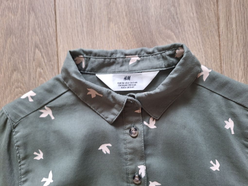 Sukienka szmizjerka tunika H&M  116 khaki