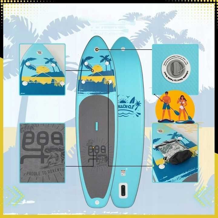 Deska SUP do pływania 335 cm pompowana z wiosłem i akcesoriami