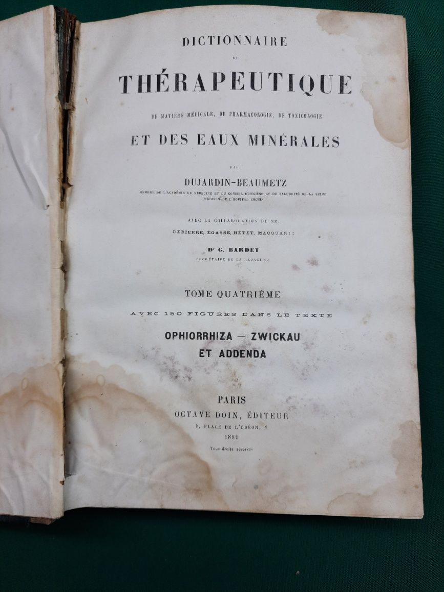 Livro Antigo Dicionário Terapêutico