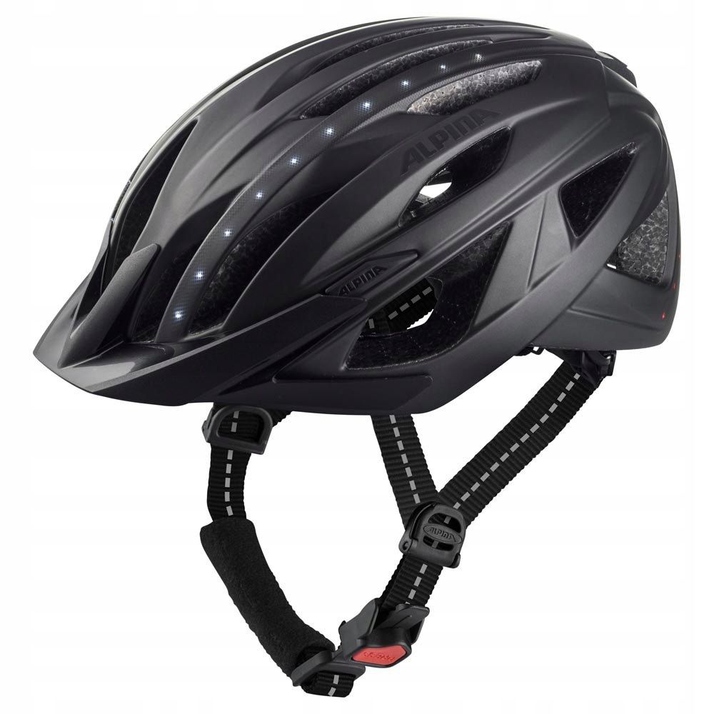 kask rowerowy alpina haga led r. l 58-63cm czarny z lampką