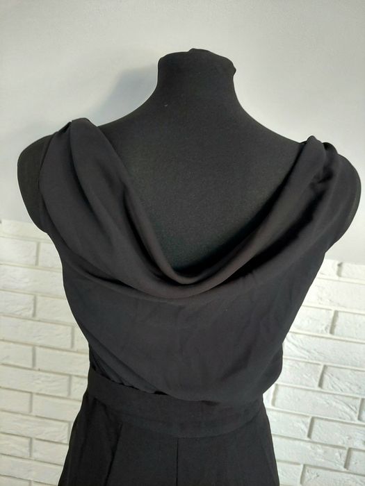 Czarny długi kombinezon okazjonalny wieczorowy imprezowy koktajlowy