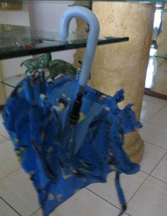 Chapéu chuva, criança, com abertura automática e folho na aba, Azul