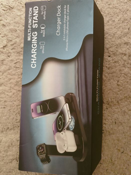 Безпроводна зарядка для телефона, годинника та  навушников.