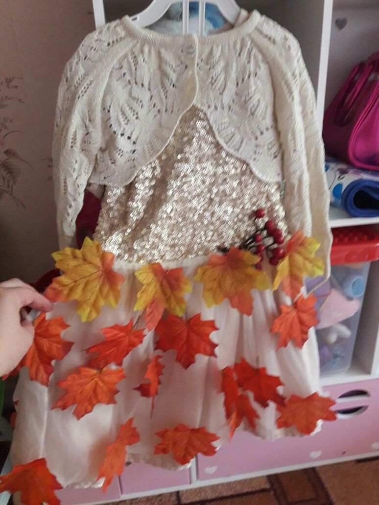 Нарядное платье на девочку,платье на праздник осени,осень,калина,юбка