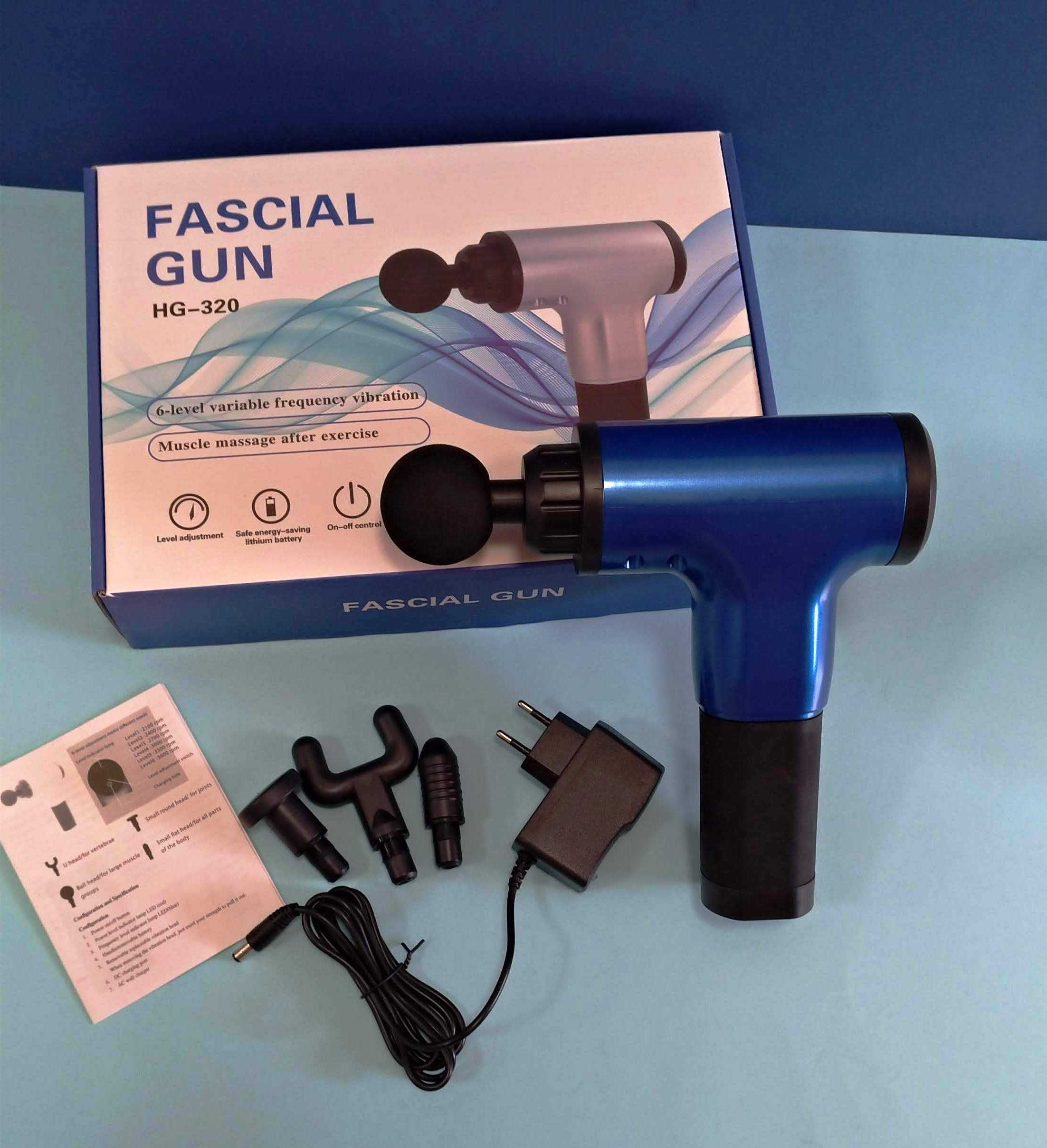 Fascial Gun  HG-320 Портативный массажер для тела 4 насадки