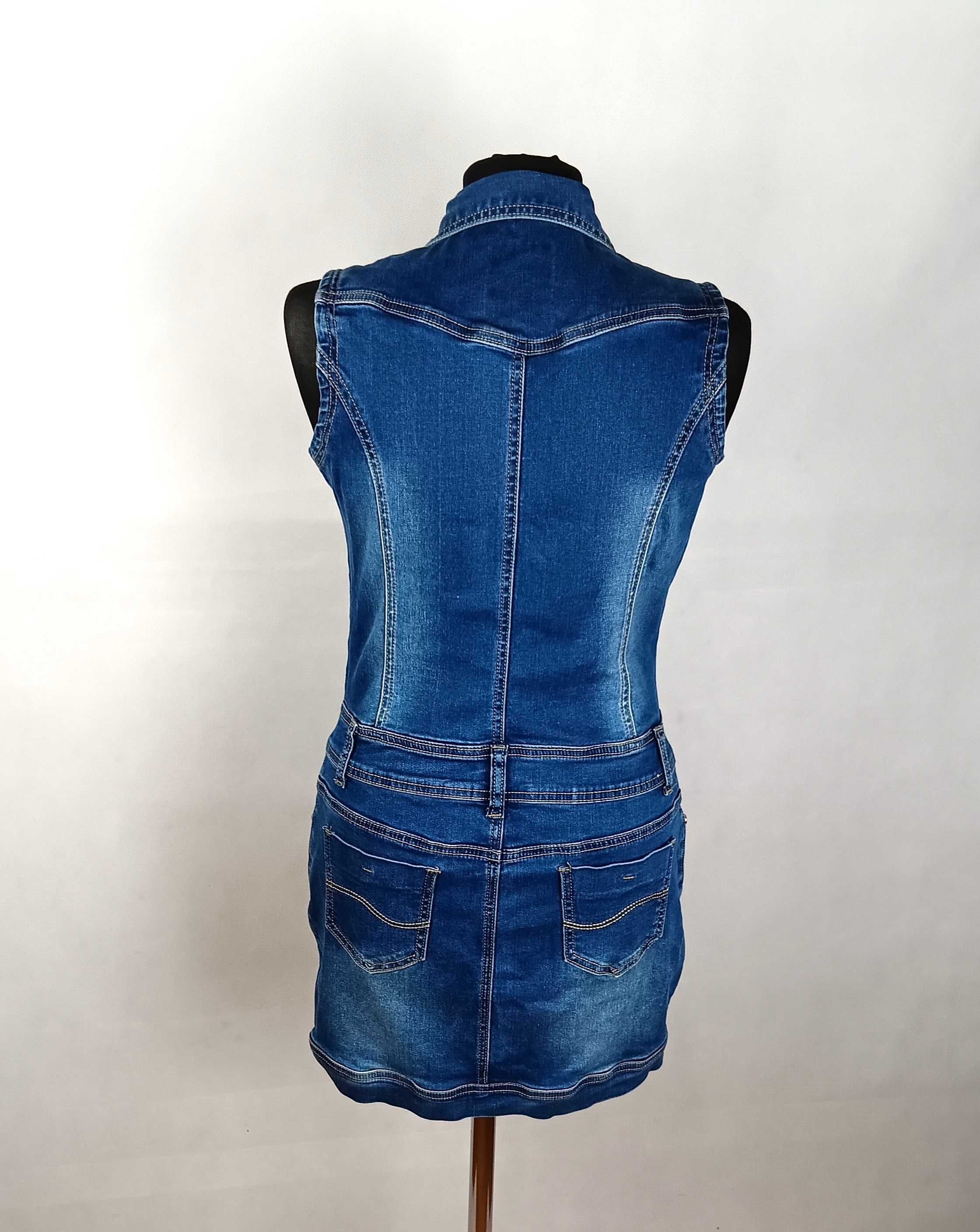 Niebieska krótka jeansowa sukienka bez rękawów Dzire Jeans r S/36