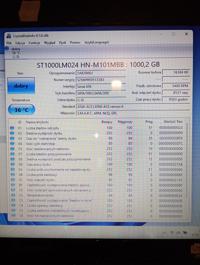 HDD Samsung 1TB 2,5 cala