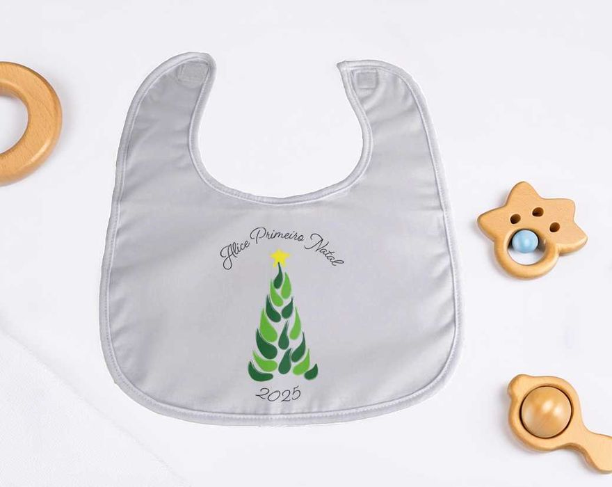 Babete Personalizado “Primeiro Natal"– Nome do Bebé | Natal 2025