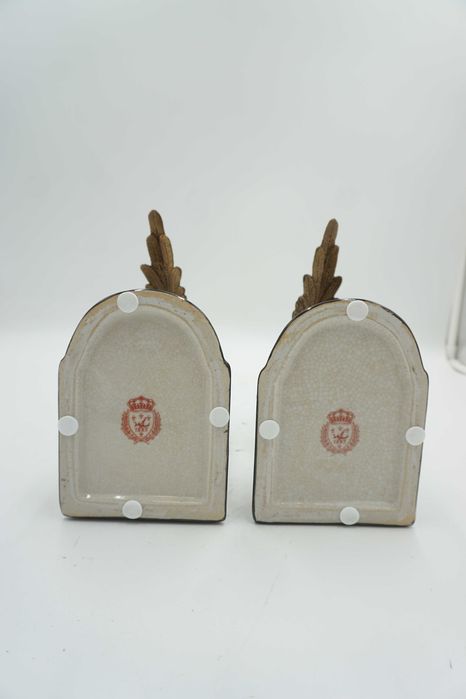 PODPÓRKI pod książki porcelana z brązem ptaszki