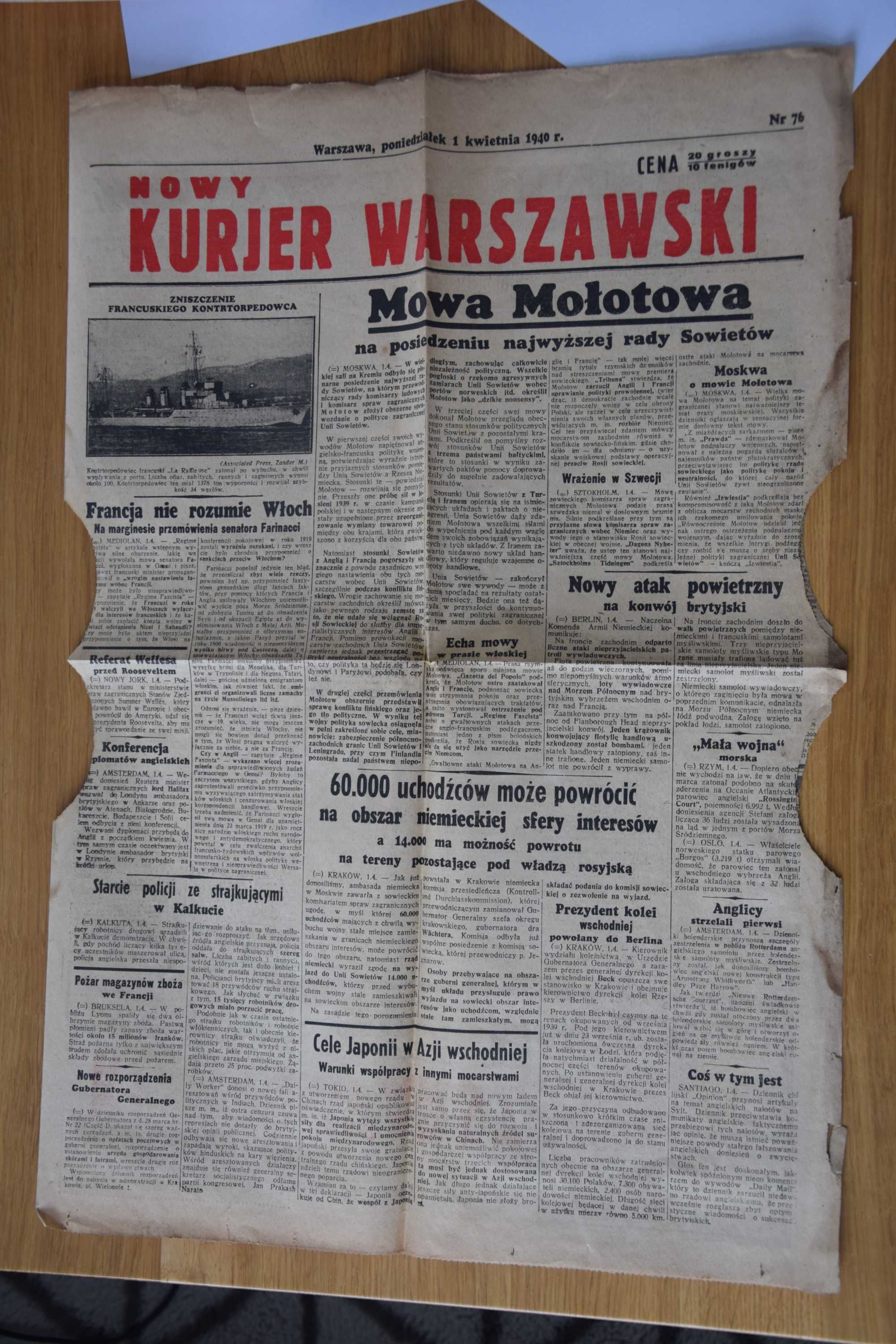 Kurier Warszawski Rok 1940