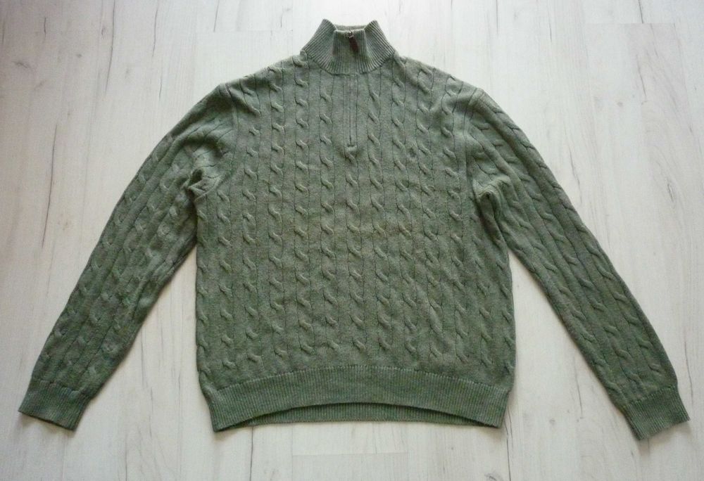 Piękny ciepły męski sweter POLO RALPH LAUREN rozmiar XL oliwkowy