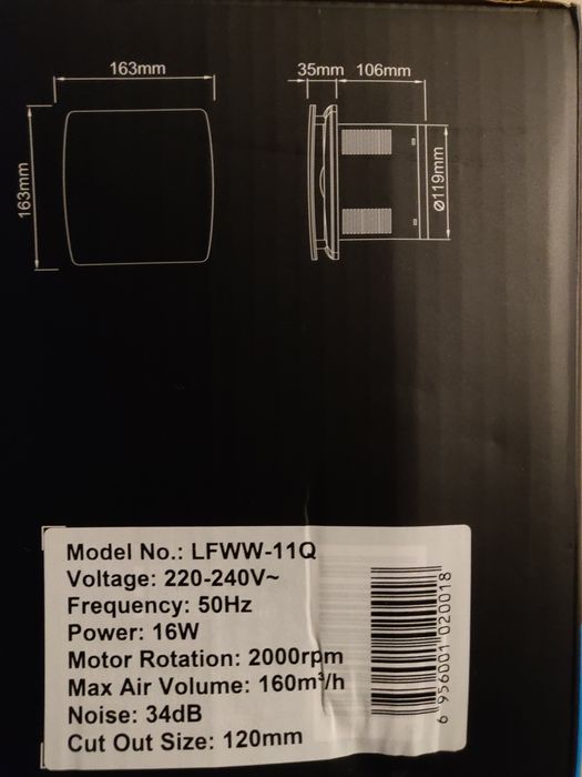 Вентилятор витяжний Lavfill витяжка у санвузол ванну туалет