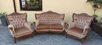 Komplet wypoczynkowy sofka dwójka + dwa fotele w stylu ludwikowskim