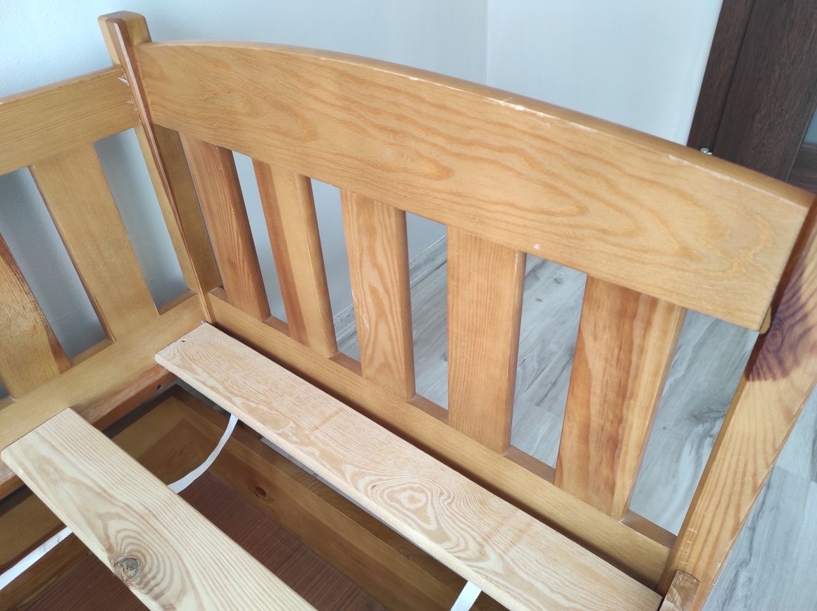 Łóżko drewniane dzieci pojedyńcze 70 x 160  pojemniki barierka