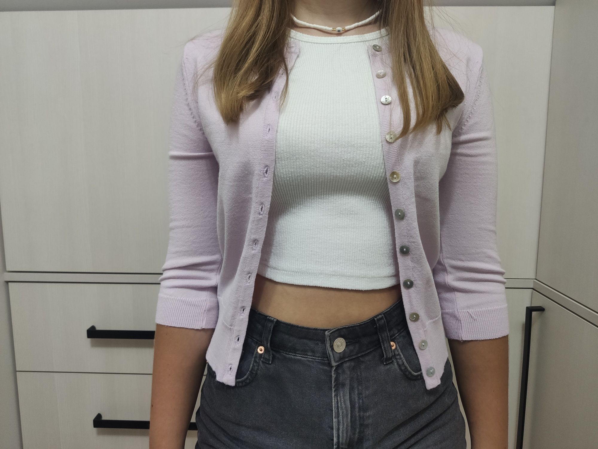 Liliowy sweter rozm. S