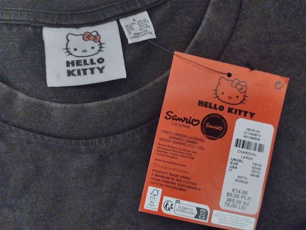 Y2k оверсайз футболка Hello Kitty Primark