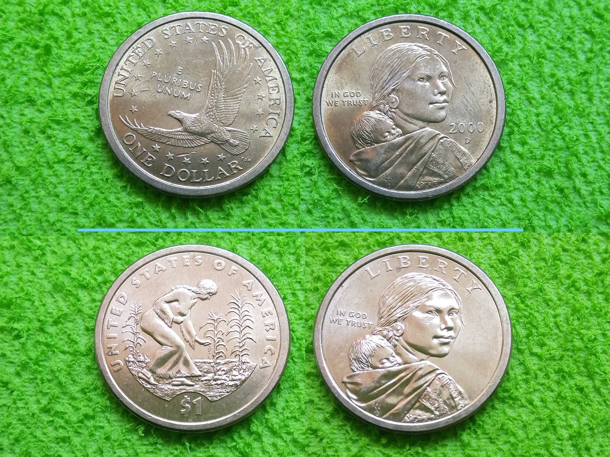 1 доллар США 2000, 2009-2024 Сакагавея Sacagawea комплект 17 монет