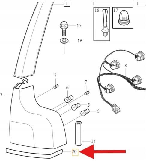 Prawa listwa lampa lampy Volvo XC 90
