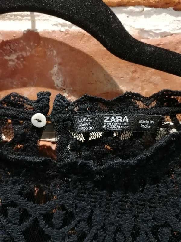 Bluzka czarna koronka ZARA rozm. M/ L