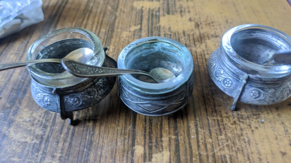 Солонка-горчичница мельхиор