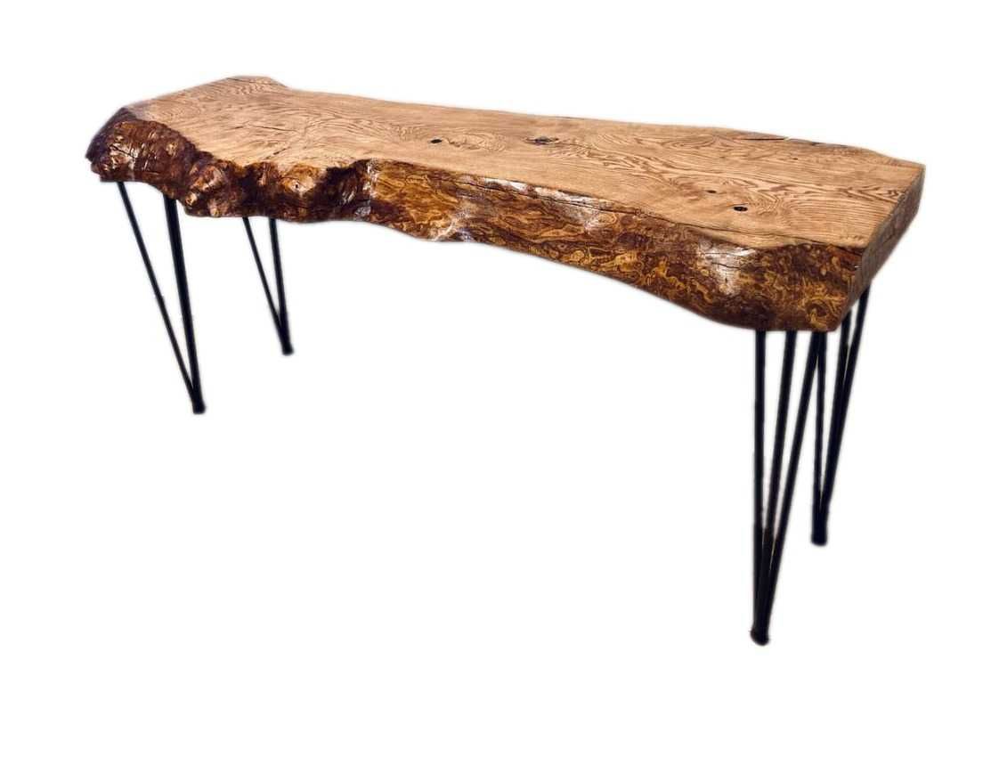 Biurko z litego drewna z naturalna krawędzią loft