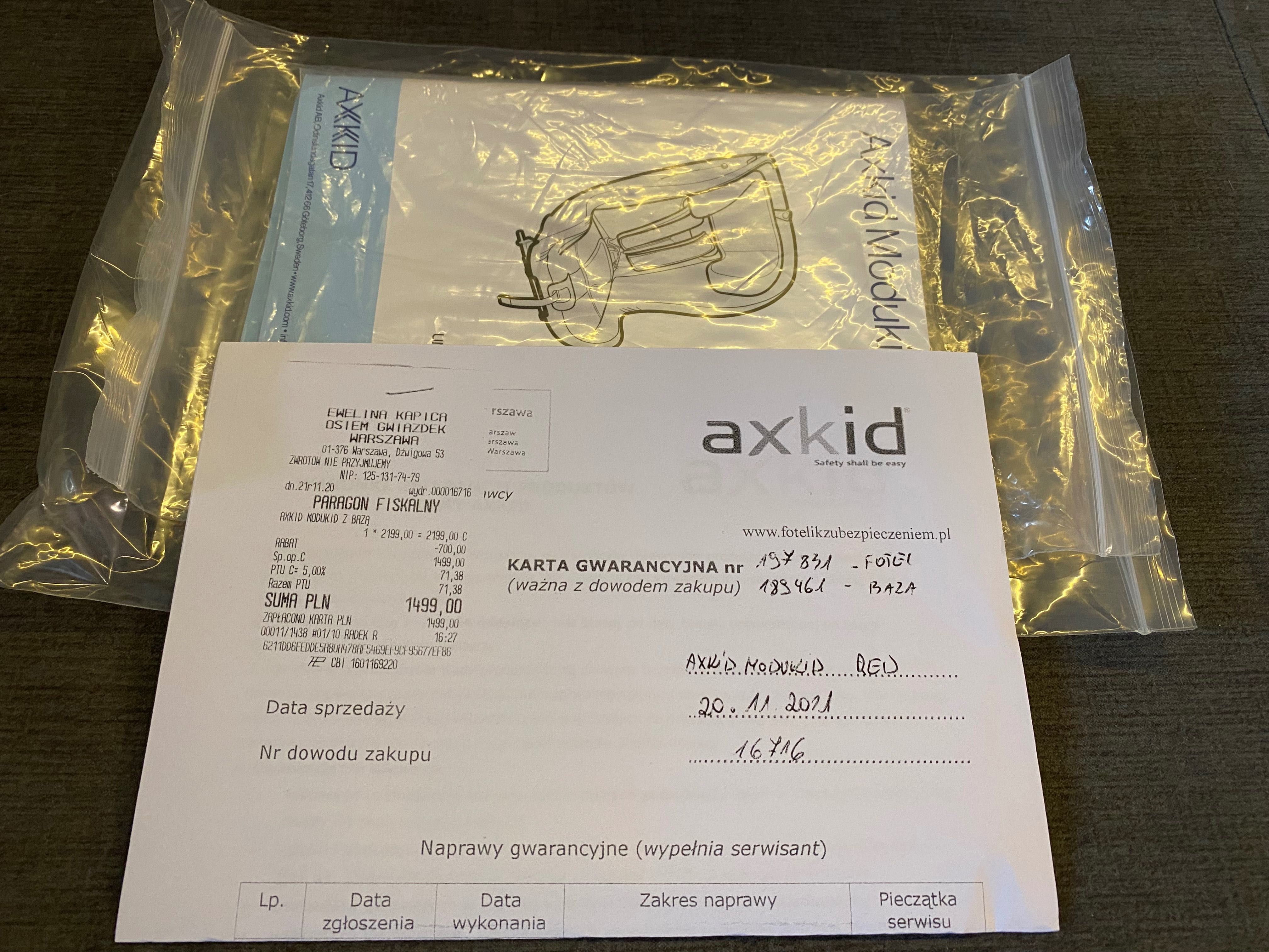 Fotelik Axkid Modukid 0-18 Isofix jak nowy