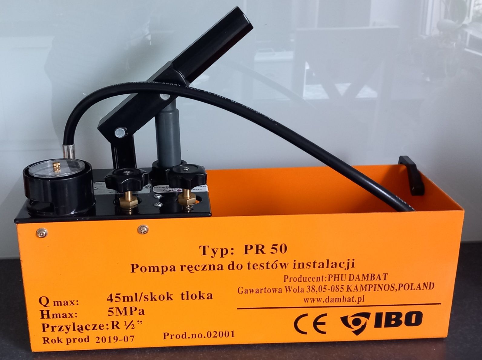 Pompa ręczna do testów  instalacji typ :PR 50