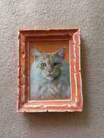 Obrazek z kotem, pamiątka przywieziona ze Lwowa