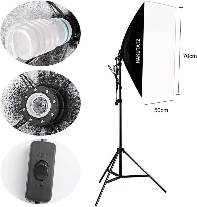 HAKUTATZ Profesjonalny zestaw Lamp z tłami do studia fotograficznego