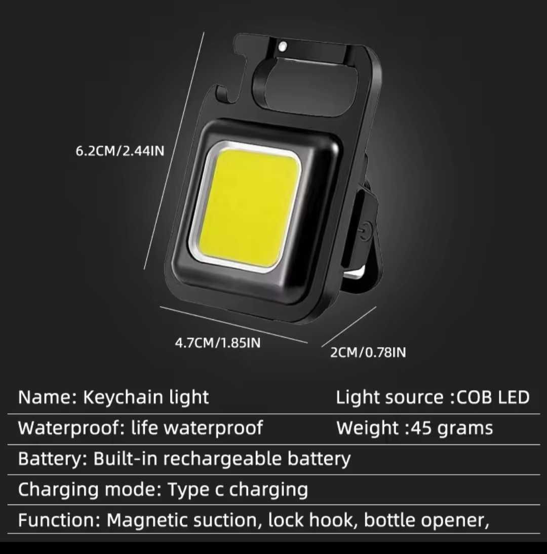 Фонарик Ліхтарик брелок з відкривачкою та магнітом LED 500lm.