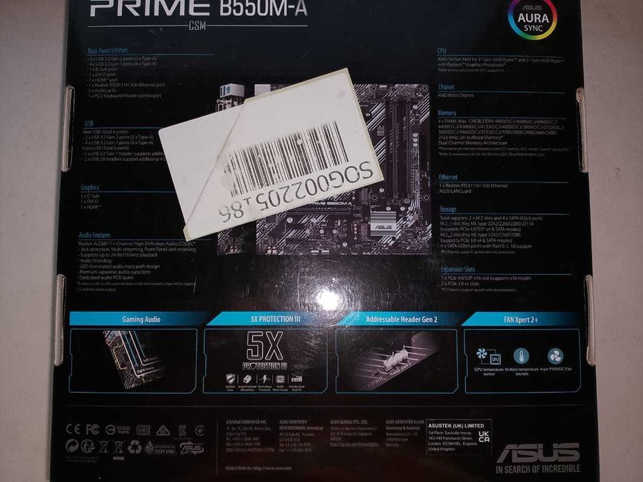 Продам материнскую плату ASUS PRIME B550M-A (CSM)