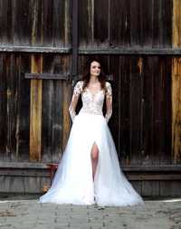 rustykalna suknia ślubna - gipiura