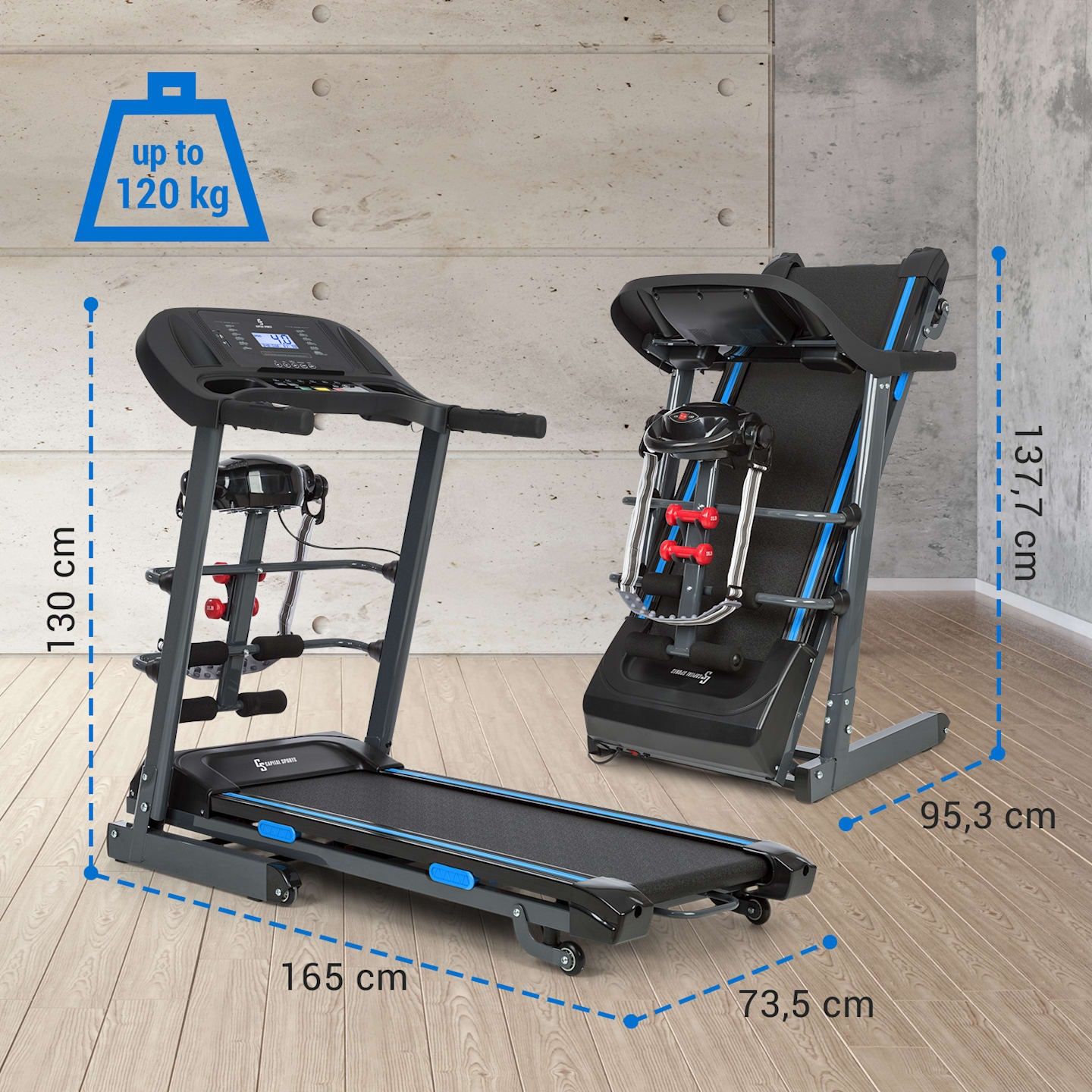 Capital sports Pacemaker F120 Pro, bieżnia treningowa, zawieszenie 4P-