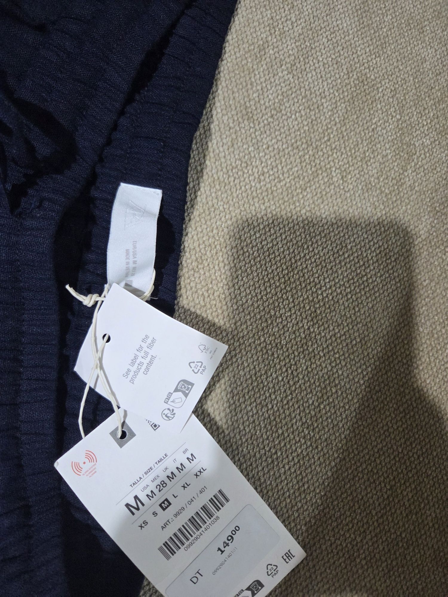 Нові лляні брюки Zara темно сині.