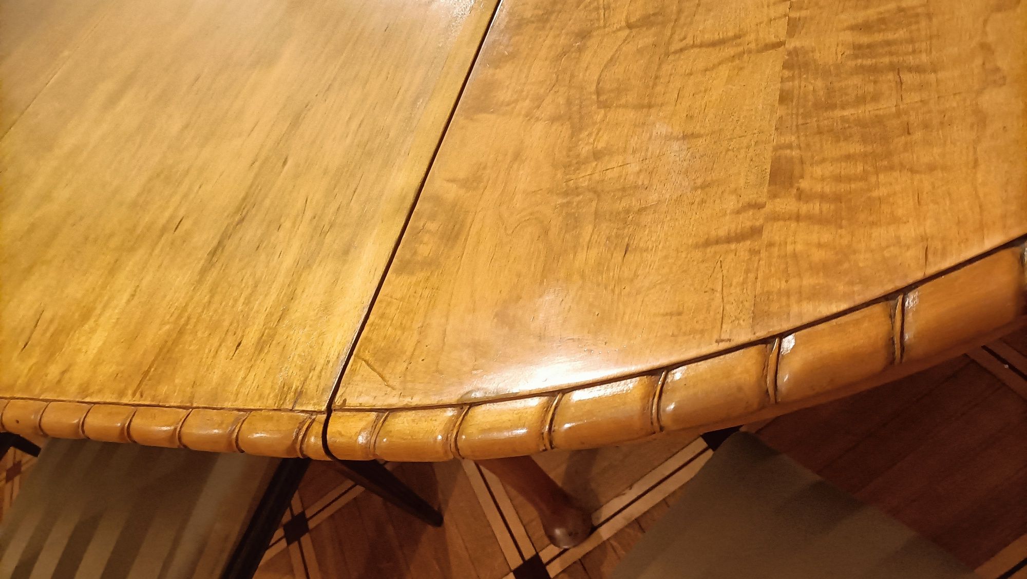Ogromny stół w stylu Biedermeier lite drewno rozkładany 270x130