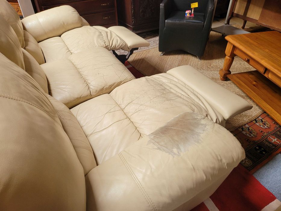 Sofá três lugares em pele de marca Chateau Dax - Se
