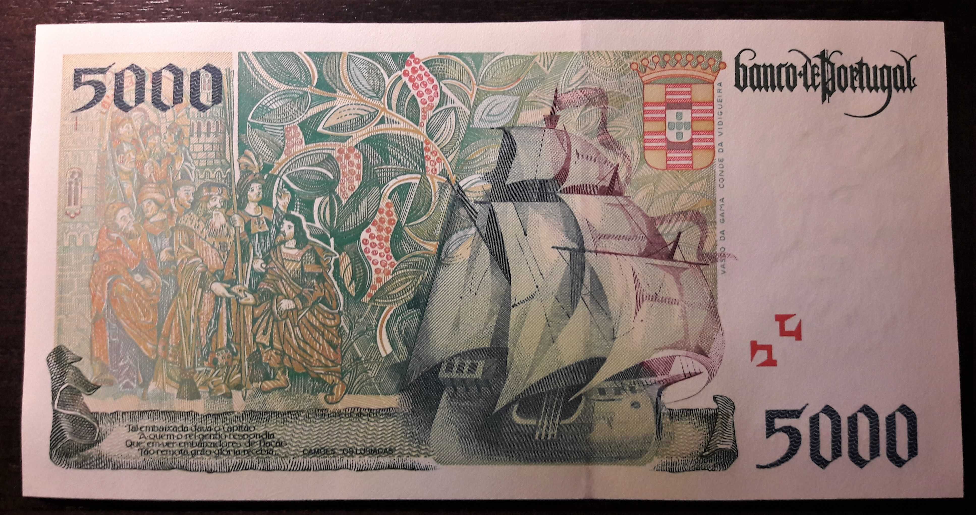 Nota NOVA de 5000 Esc. 1998 - Vasco da Gama.