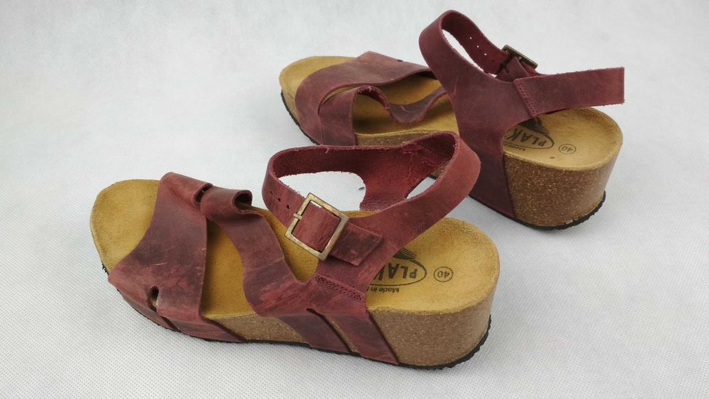 PLAKTON Sandały Na Koturnie Buty Klapki Skórzane Roz. 40