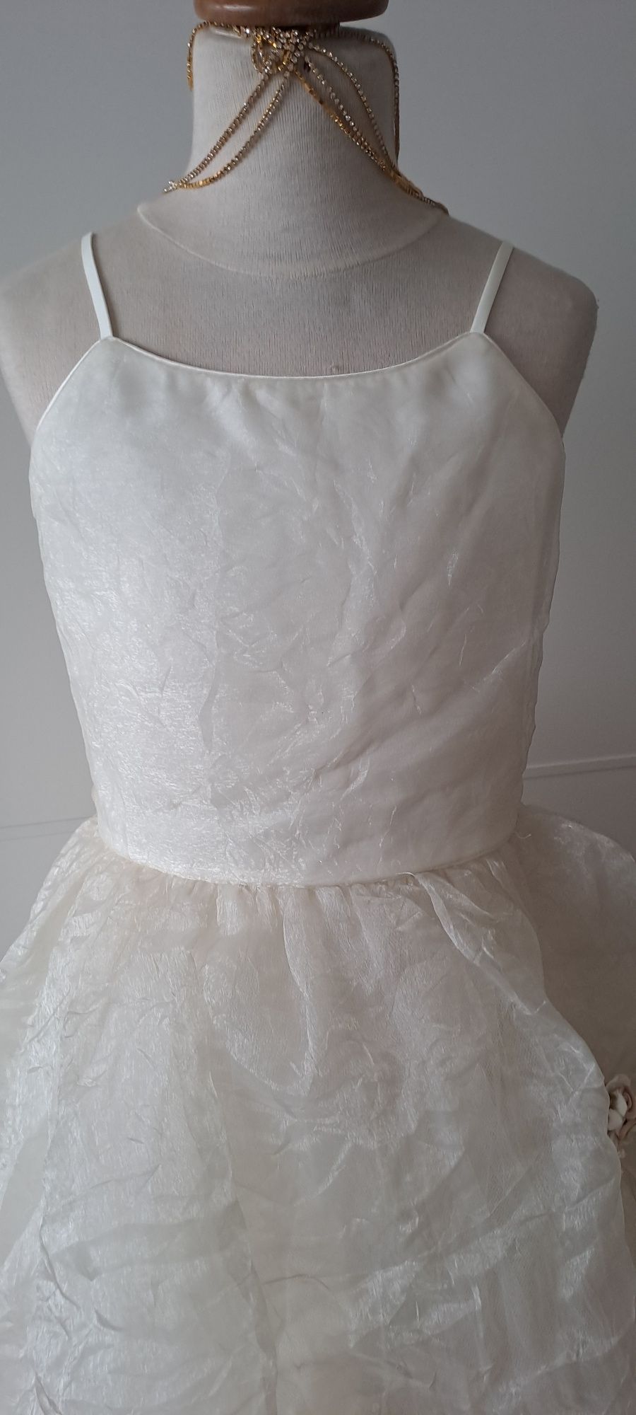 Vestido Cerimónia 6/7 Anos Organza beje