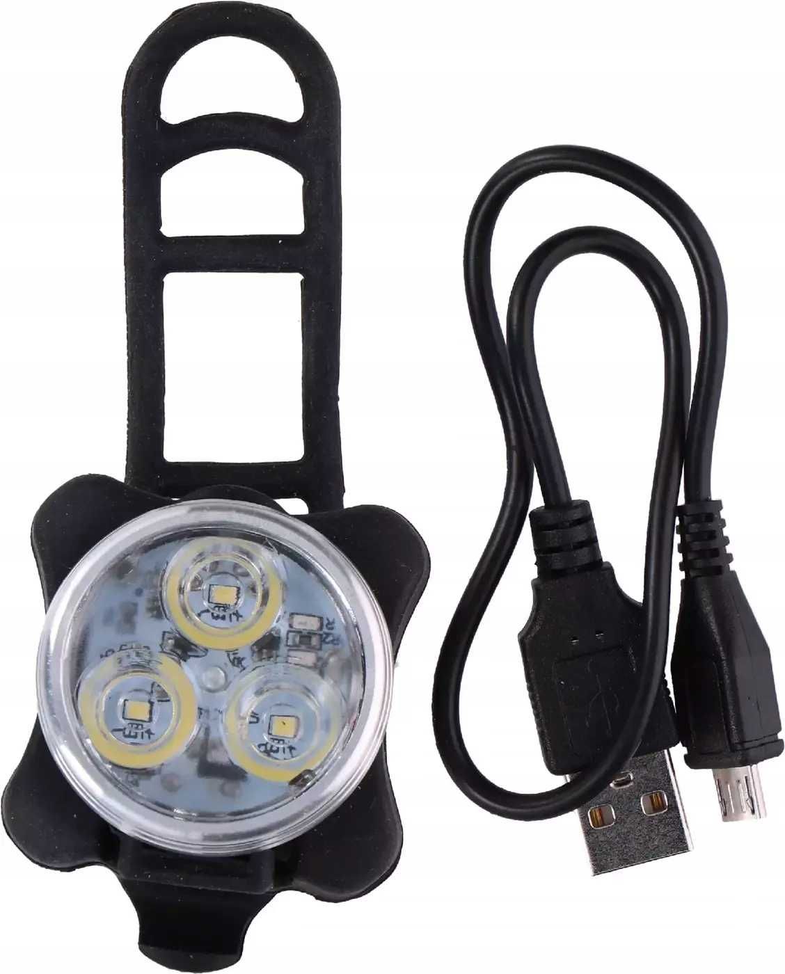 Lampka rowerowa LED na przód kierownicę akumulator USB 1 szt BIAŁA