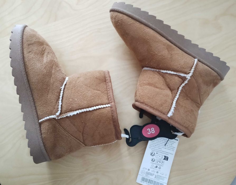 38 Zimowe Buty damskie Śniegowce ocieplane brązowe botki na platformie