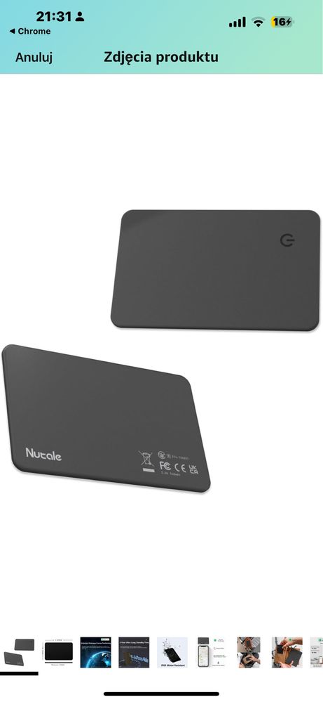 cienki tracker Bluetooth do aplikacji FindMy (tylko iOS